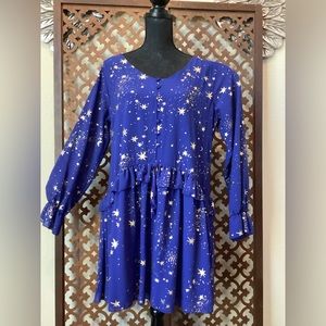 Blue & Gold Stars Celestial XL Mini Dress